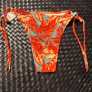 Tropical Leaf Print Bikini Bottom